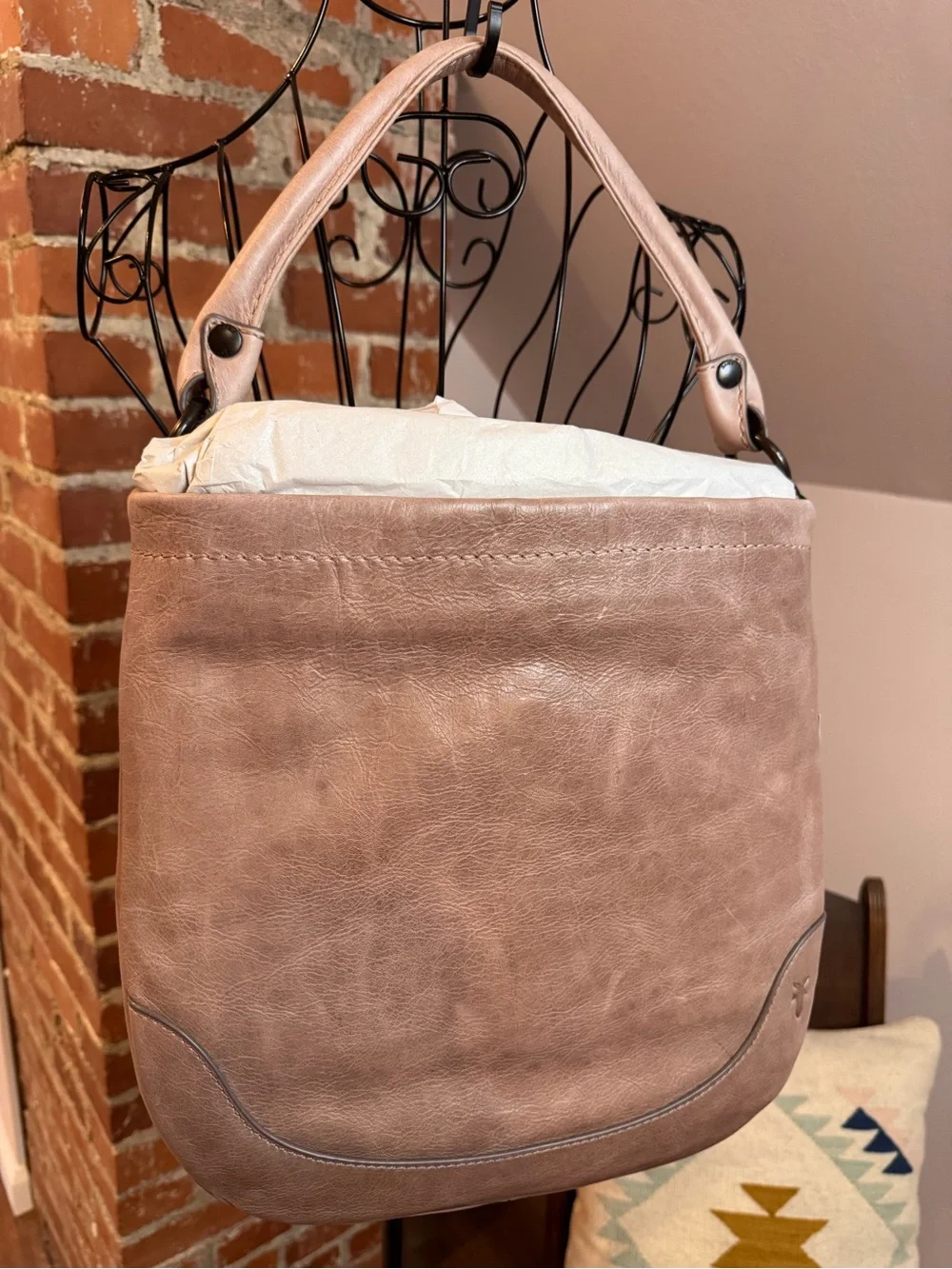 Frye Melissa Hobo Leather Bag In Color Mushroom